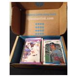 Box of Dodgers baseball trading cards
