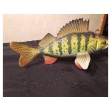 Signed hand carved wood spearing fish decoy by R. Whittier