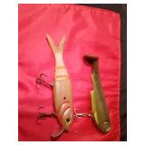 2 Vintage rubber Musky lures (! has jointed body