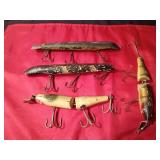 4 Vintage Musky lures (2 have jointed bodies)