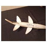 Signed hand carved Garr spearing fish decoy by R. Whittier