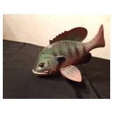 Signed hand carved wood sunfish spearing fish decoy by R. Whittier