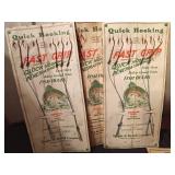 Box of vintage spinners and hooks on original cards and more