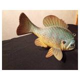 Signed hand carved wood sunfish spearing decoy by R. Whittier