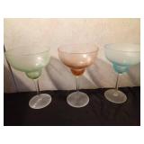 6 Hornsby Pub Draft cobalt blue glasses and 3 margarita glasses