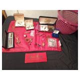 Basket of jewelry and more including 14K GF and gold dust