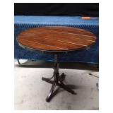 Solid wood accent round table with adjustable metal frame - smoke free