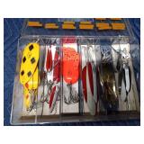 Plastic box of fishing daredevils