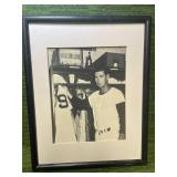 Black And White Framed Photograph Of MLB Great Ted Williams-Boston Red Sox HOF