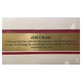 JIM CRAIG Autographed USA Hockey Puck in Framed Poster Encapsulating 1980