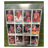 1990-91 Panini Basketball UNCUT SHEET- 2 Jordans, 2 Birds, Ewing, Barkley, & More!