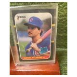 Rafael Palmeiro Autographed Baseball & 1987 Rated Rookie in Wooden Stand