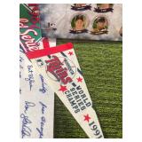 Minnesota Twins Lot of Pennants, 3 Large Pennants, 1 Small, One 2008 Twins Roster
