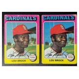 2-Card 1975 Topps Vintage Lou Brock Baseball Card Lot