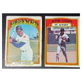 2-Card Hank Aaron 1972 Topps Atlanta Braves Baseball Card Lot