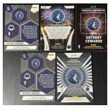 5-Card Anthony Edwards Insert Minnesota Timberwolves Basketball Card Lot
