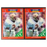 2-Card 1989 Topps Pro Set Deion Sanders Rookie Atlanta Falcons Football Card Lot