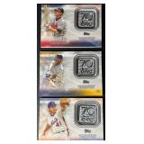 3-Card 2021 Topps Commemorative 70th Anniversary Patch Baseball Card Lot (Chipper Jones, Ken Griffey Jr., and Tom Seaver)