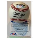 Billy Williams Auto Ball PSA COA Rawlings ONLB White Baseball