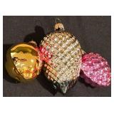 LL-CL - Set of 12 Kurt S. Adler Handcrafted West German Fruit and Vegetable Glass Ornaments in Basket