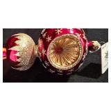 LL-CL - Christopher Radko Glass Christmas Tree Topper Ornament 11 Inch Red and Gold