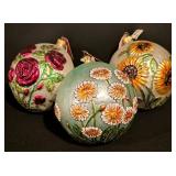LL-CL - Set of 3 Slavic Treasures Handmade Floral Glass Ornaments, 5 Inch