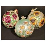 LL-CL - Set of 3 Slavic Treasures Handmade Floral Glass Ornaments, 5 Inch