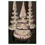 LL-CL - Set of 3 Smith & Hawken Silver Glass Christmas Trees