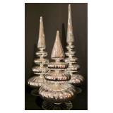 LL-CL - Set of 3 Smith & Hawken Silver Glass Christmas Trees