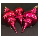 LL-C - Set of 7 Department 56 Handblown Glass Holiday Ornaments 9.5 Inch Tall