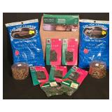 LL-CL - Holiday Tree Decorating Accessories Lot with Clips, Hooks, Beaded Garland, 26in Fabric Tree Collar, and Car Top Carriers