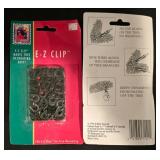LL-CL - Holiday Tree Decorating Accessories Lot with Clips, Hooks, Beaded Garland, 26in Fabric Tree Collar, and Car Top Carriers
