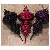 LL-CL - Set of 3 16-Inch Cobalt Mercury Glass Iridescent Ornaments