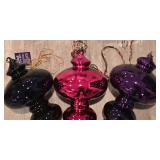 LL-CL - Set of 3 16-Inch Cobalt Mercury Glass Iridescent Ornaments
