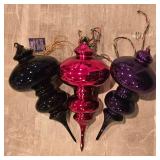 LL-CL - Set of 3 16-Inch Cobalt Mercury Glass Iridescent Ornaments