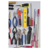 G - Large Hand Tool Assortment Including Pliers, Screwdrivers, Wrenches, Crimpers, and Level