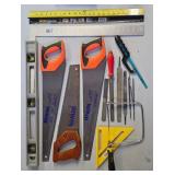G - Collection of Hand Saws, Files, Measuring Tools, and Accessories