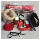 G - Large Collection of Bungee Cords, Cargo Straps, Tow Strap, Rope and Tie-Downs