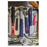 G - Collection of Hand Tools Including Hammers, Wrenches, Pliers, and Irwin Handsaw