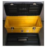 G - Workforce Yellow and Black Plastic Tool Box with Carry Tray