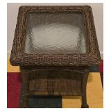 G - Set of 2 Wicker Glass-Top Tables
