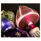 LL-CL - Bradford Mercury Glass Ornament and 2 Harlequin Ornaments