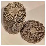 LL-TR - Set of 3 African Beaded & Woven Art Pieces: Jella Bowl, Multicolored Canister, Metal Wire Rosary with Case