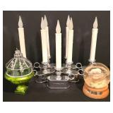 LL-TR - Set of 6 Battery Operated Candles, Terrarium Ornament, and Snowbaby Snow Globe