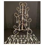 LL-TR - Metal Tabletop Ornament Stand with 29 Glass Teardrop Crystals