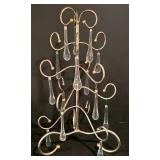 LL-TR - Metal Tabletop Ornament Stand with 29 Glass Teardrop Crystals