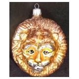 LL-TR - Christopher Radko Glass Lion Face Christmas Ornament