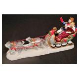 LL-TR - Holiday and Decorative Collectibles Lot: Framed Elephant, Sleigh, Candle, Snowman Ornament, Glass Angel