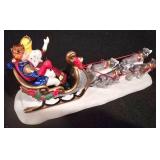 LL-TR - Holiday and Decorative Collectibles Lot: Framed Elephant, Sleigh, Candle, Snowman Ornament, Glass Angel