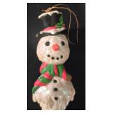 LL-TR - Holiday and Decorative Collectibles Lot: Framed Elephant, Sleigh, Candle, Snowman Ornament, Glass Angel